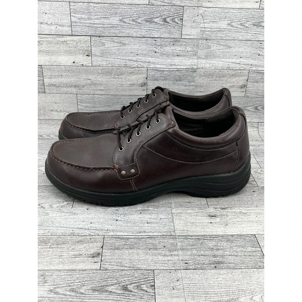 Dansko Men Brown Leather Moc Toe Lace Up Slip Resistant Oxford Shoes EU 47 US 14